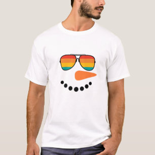 Snowman Face Carrot Nose With Vintage Glasses Chri T-Shirt