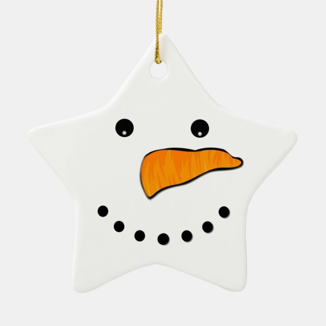 Snowman Face Ceramic Tree Decoration (Front)