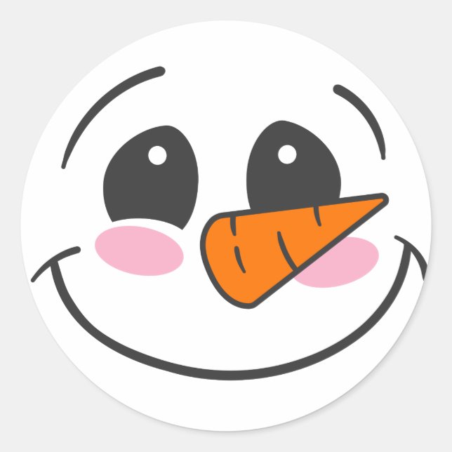 Snowman Face Classic Round Sticker (Front)