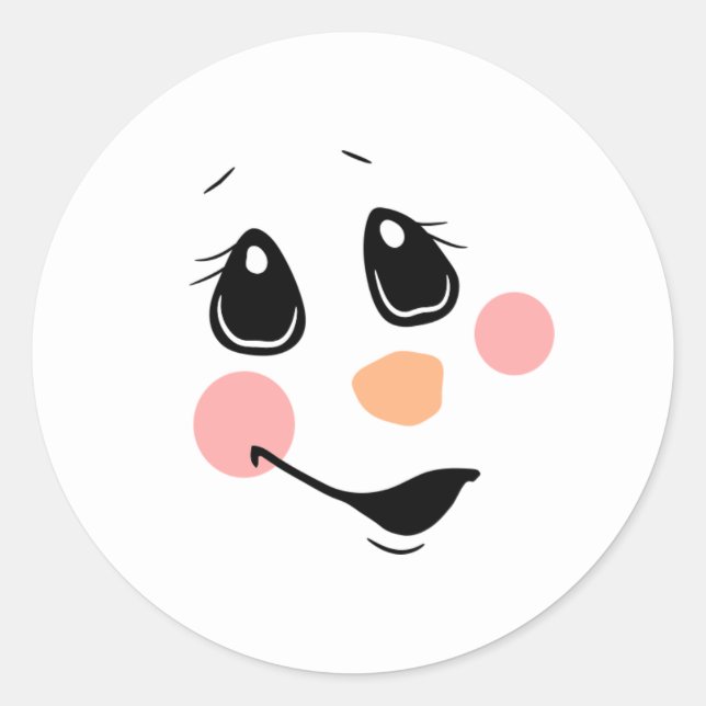 Snowman Face Classic Round Sticker (Front)