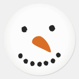 Snowman Face Classic Round Sticker