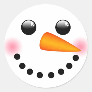 Snowman face classic round sticker