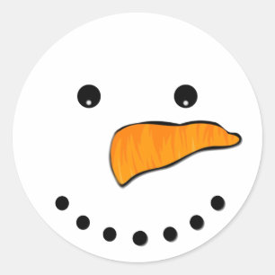 Snowman Face Classic Round Sticker