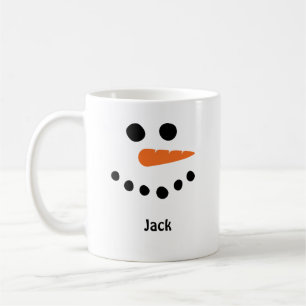 Snowman face coffee mug.  Personalise with name. Mug