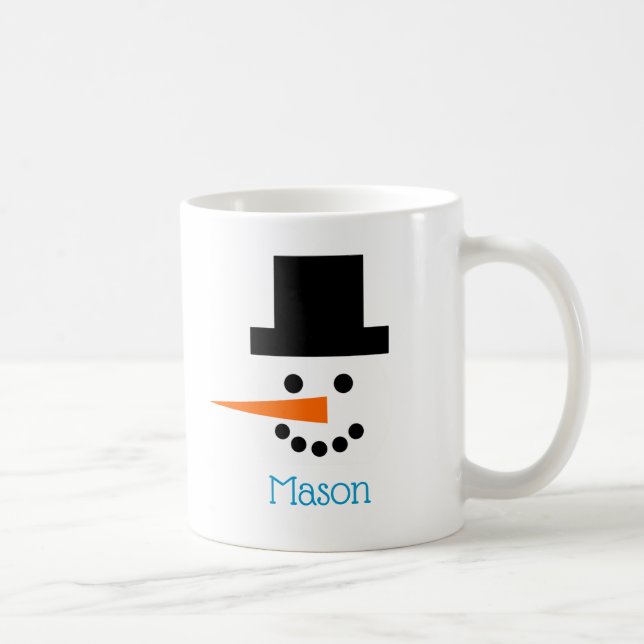 Snowman Face Customised Winter Holiday Fun Smiling Coffee Mug (Right)