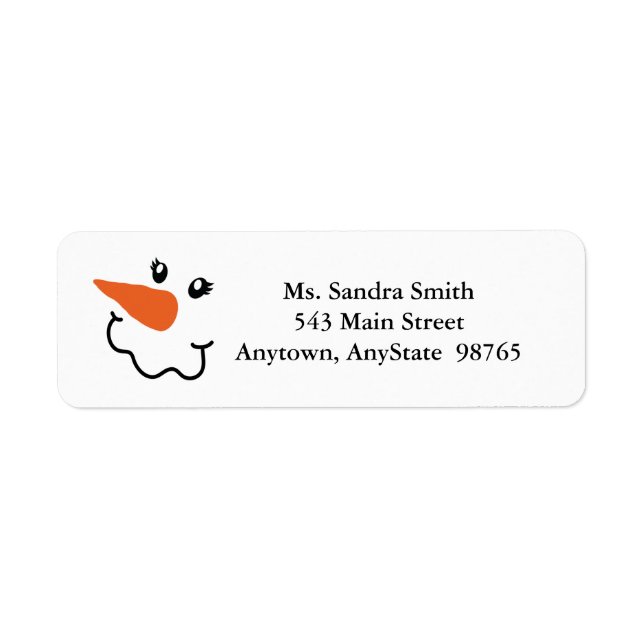 Snowman Face Design Return Address Labels (Front)