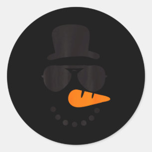 Snowman Face Family Christmas Matching Costume Men Classic Round Sticker