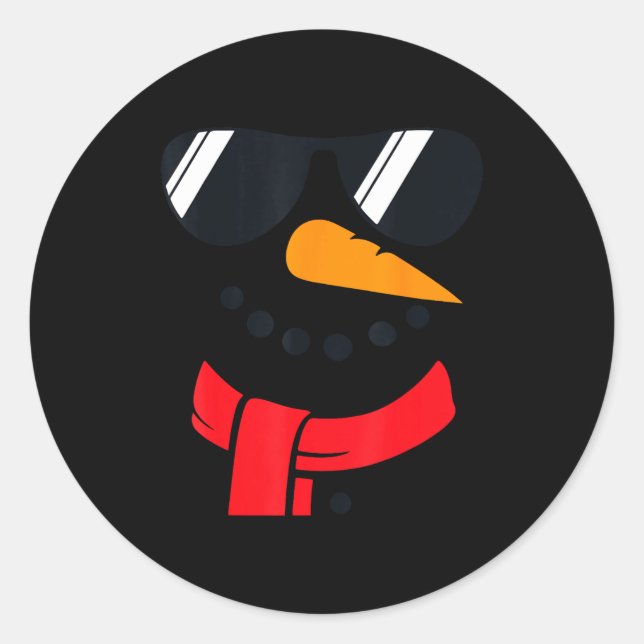 Snowman Face Family Christmas Matching Costume Men Classic Round Sticker (Front)