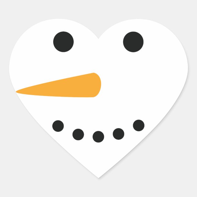 Snowman Face Heart Sticker (Front)