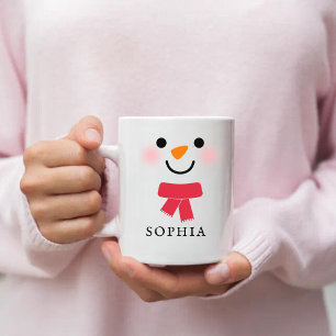 Snowman Face Mug , Custom Name Holiday Coffee Mug