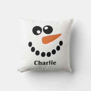 Snowman Face Personalised Cushion