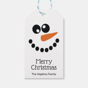 Snowman Face Personalised Gift Tags