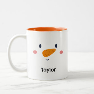 Snowman Face Personalised Name Holiday Two-Tone Coffee Mug