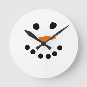 Snowman Face Round Clock