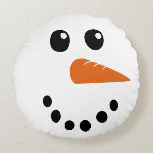 Snowman Face  Round Cushion