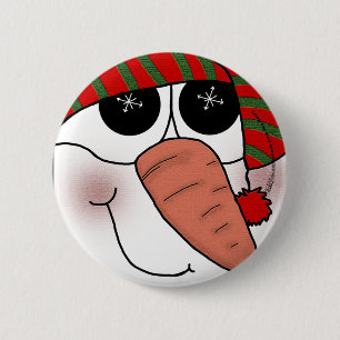 Snowman Face Snowflake Sparkle 6 Cm Round Badge