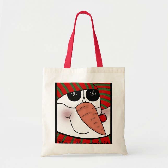 Snowman Face Snowflake Sparkle Tote Bag (Front)