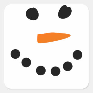 Snowman Face Square Sticker