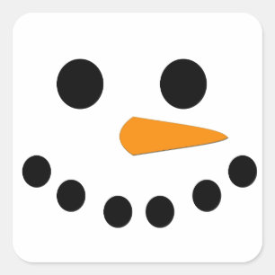 Snowman Face Square Sticker