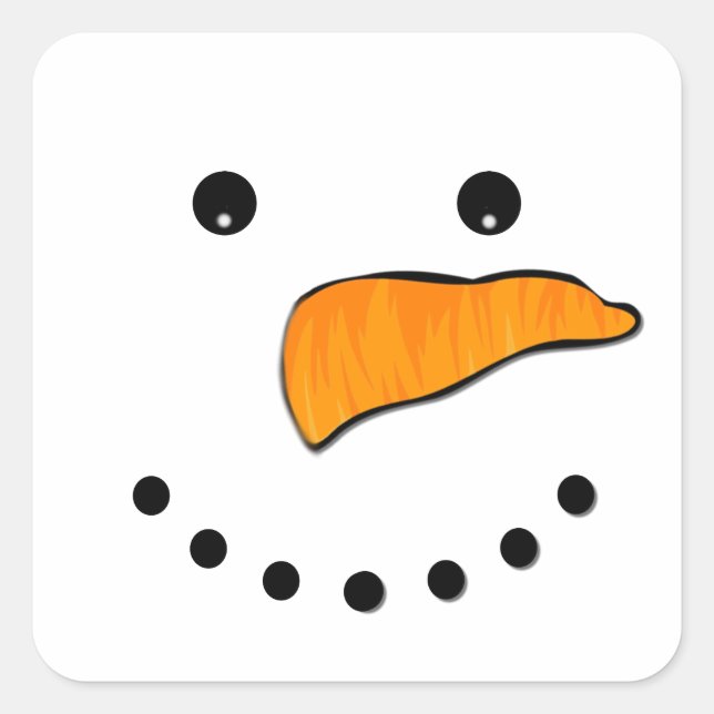 Snowman Face Square Sticker (Front)
