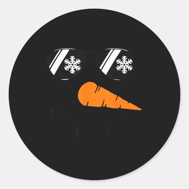 Snowman Face Sungles Christmas For Men Boys And Ki Classic Round Sticker (Front)