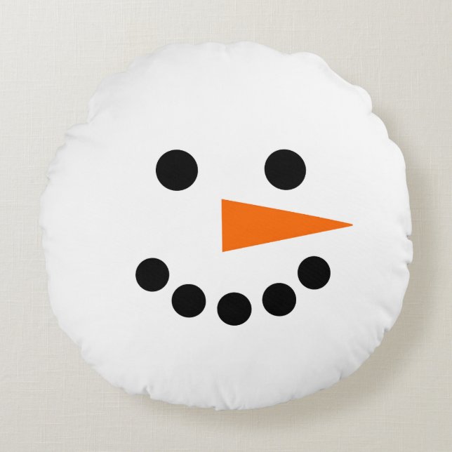 Snowman Face Winter Holiday Christmas Hanukkah Round Cushion (Front)