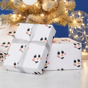 Snowman Face Wrapping Paper   Cute Winter