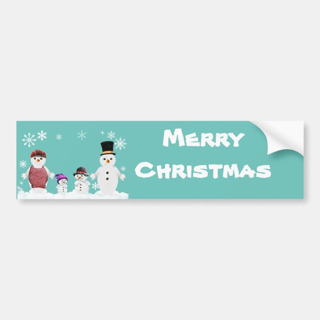 snowman family bumper sticker (Front)