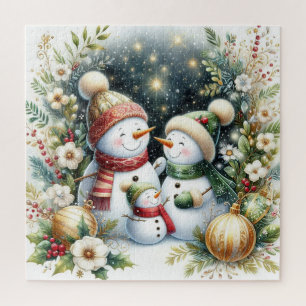 Snowman Family Christmas Jigsaw Puzzle
