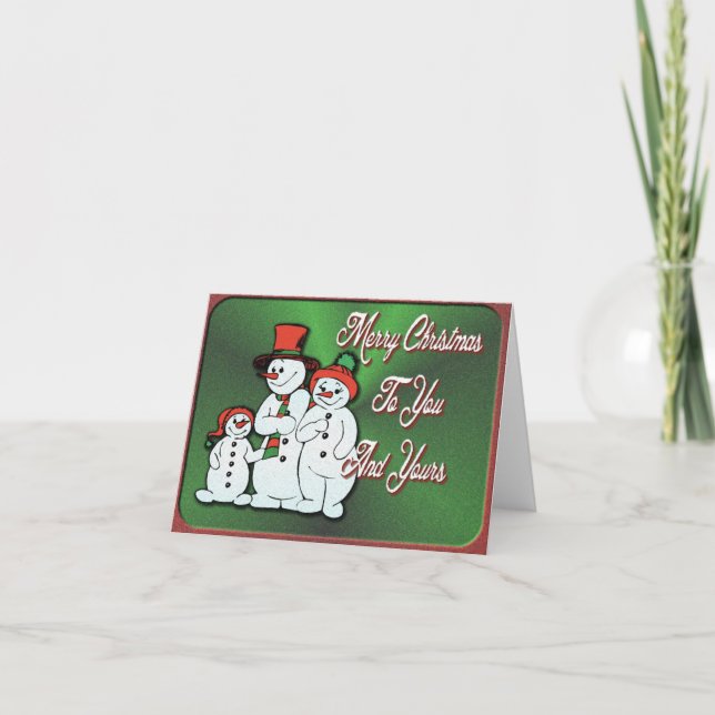 Snowman Family Christmas Note Card (Front)