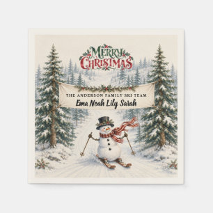 Snowman Family Christmas Paper Napkins