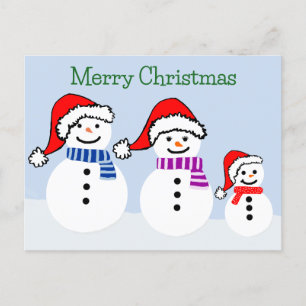 Snowman Family Christmas Postcard