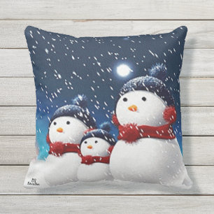 Snowman family cushion