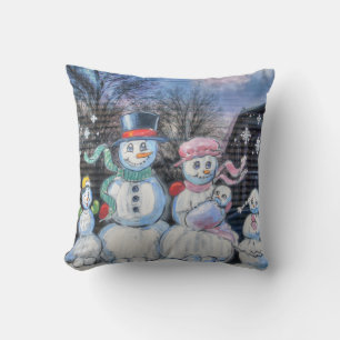 Snowman Family Cushion