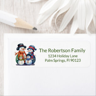 Snowman Family Green Return Address