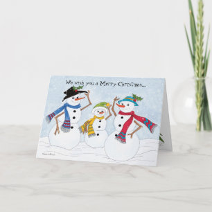 Snowman Family Happy New year Holiday Card
