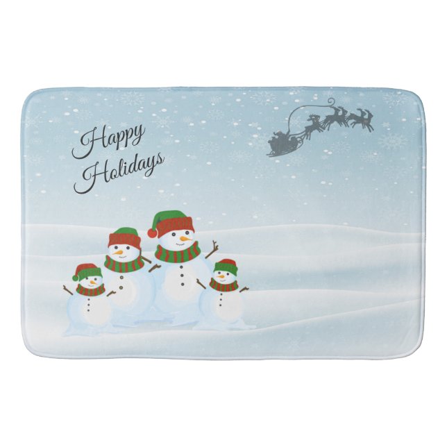 Snowman Family Holiday Bath Mat (Front)
