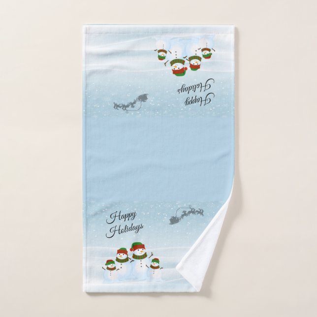 Snowman Family Holiday Bathroom Towel Set (Hand Towel)