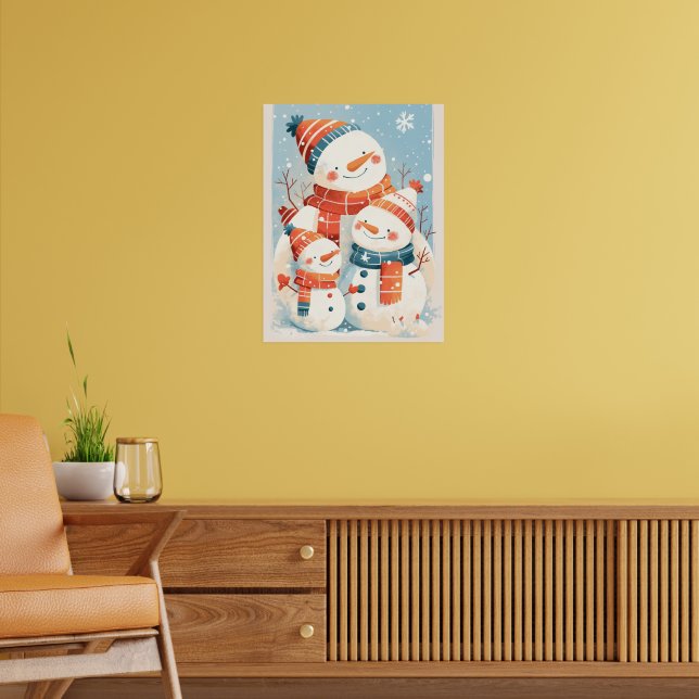 Snowman Family in Cozy Winter Poster (Living Room 2)