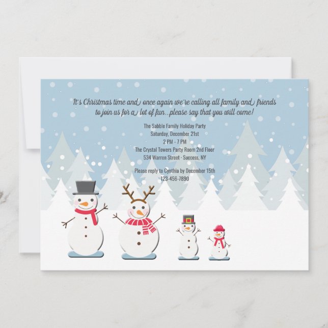 Snowman Family Invitation (Front)
