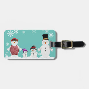 snowman family luggage tag