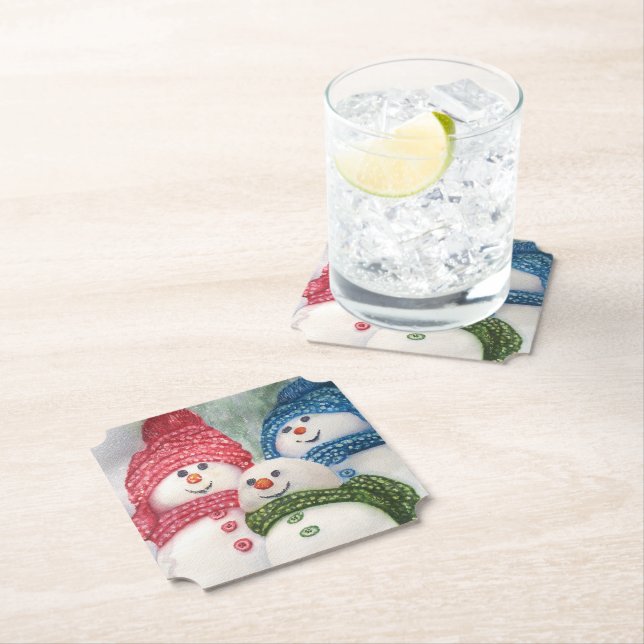 Snowman Family Paper Coaster (Insitu)