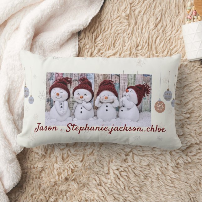 Snowman family personalised xmas throw pillow (Blanket)