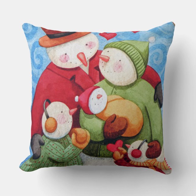 Snowman Family Pillow (Front)