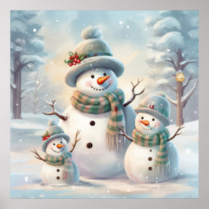 Snowman Family Poster