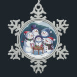 Snowman Family Snowflake Pewter Christmas Ornament<br><div class="desc">Snowman Family</div>
