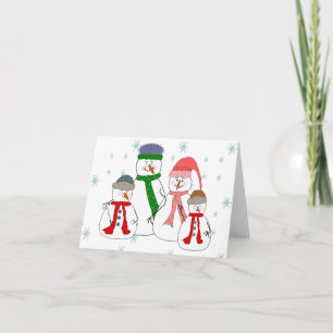 Snowman Family Snowmen Children Snow Whimsical Art Holiday Card