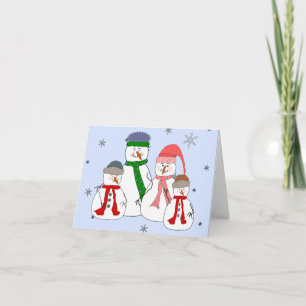 Snowman Family Snowmen Children Snow Whimsical Art Holiday Card