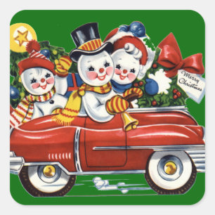 Snowman Family Vintage Christmas Gift Tag