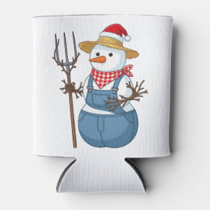Snowman Farmer Christmas 2026 Holiday Farm Can Cooler